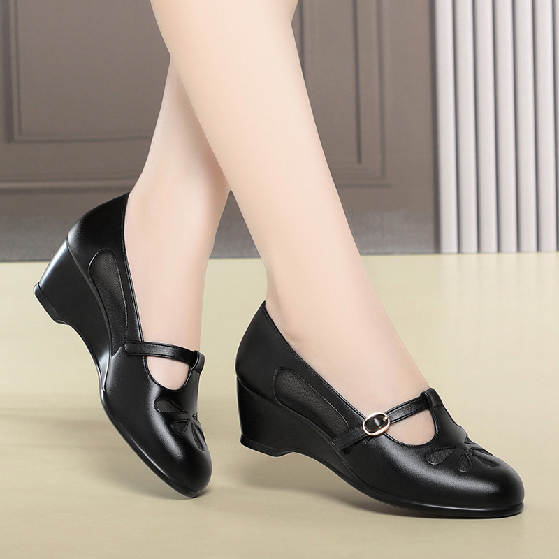 Middle Aged Women Summer Mesh  - Women Shoes Wedges 评论和价格