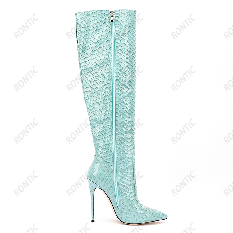 Rontic Women Winter Knee High  - Zip Up Boots Short 评论和价格